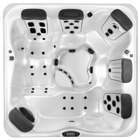 Top view of A8D, a five-seater hot tub five with jetpaks