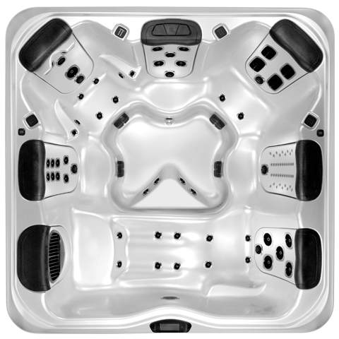 Top view of A8L, a seven-seater hot tub with six jetpaks