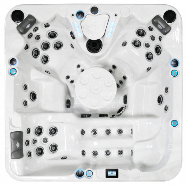 Top view of Beachcraft Series St Andrew, a five-seater hot tub with sixty-six jets and twenty-one lights