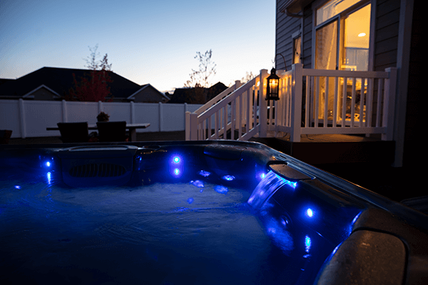 Blue backlight in the Bullfrog spas X5L hot tub